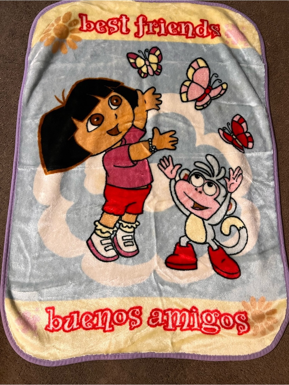 Dora the Explorer Purple-Trim Kids Plush Blanket - Best Friends